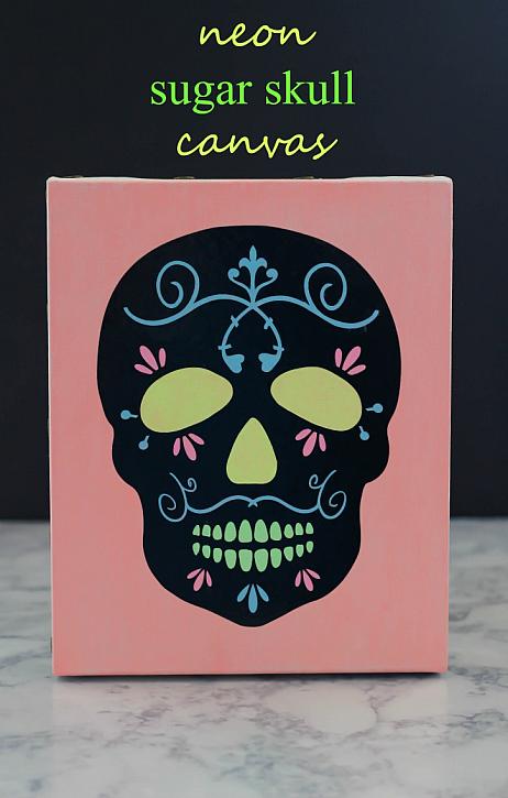 Neon Sugar Skull Canvas